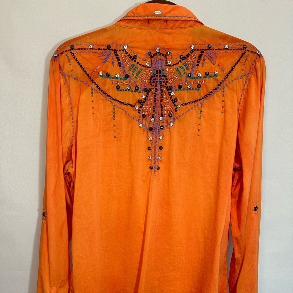 Destined To ROAR Button Up Shirt Rhinestone Pearl Snap Button XL Western Cowgirl - Picture 16 of 16